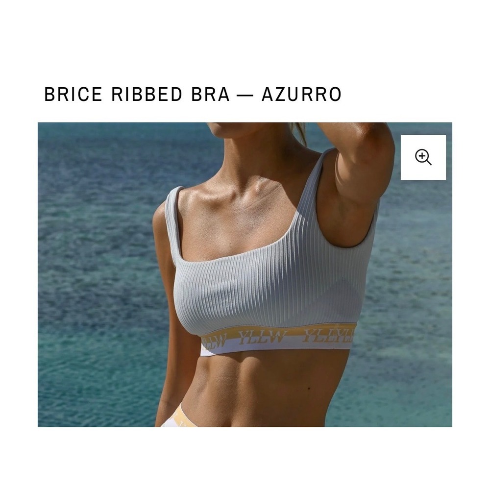 Yellow the label Brice Ribbed Bra Azurro Blue  Elastic Band Small NWT